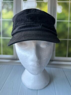 Black Military Cadet Cap Adjustable Cotton Hat Classic Utility Style